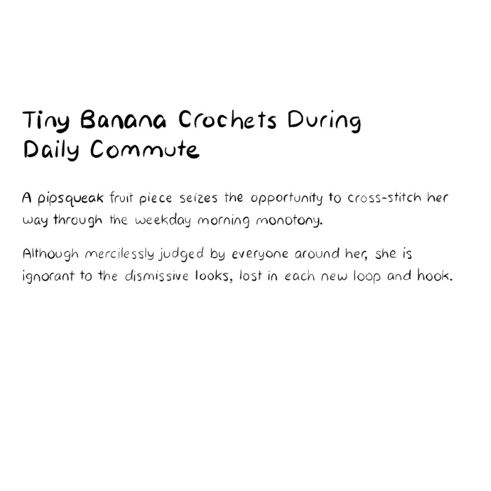 Tiny Banana Crochets During Daily Commute