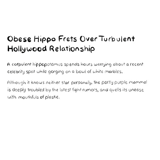 Obese Hippo Frets Over Turbulent Hollywood Relationship