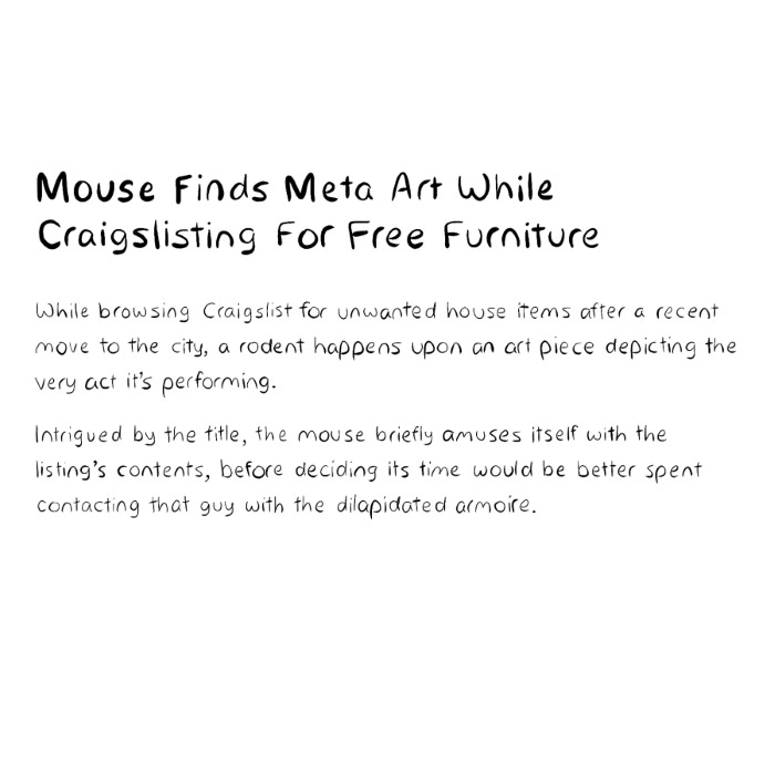 Mouse Finds Meta Art While Craigslisting For Free Furniture