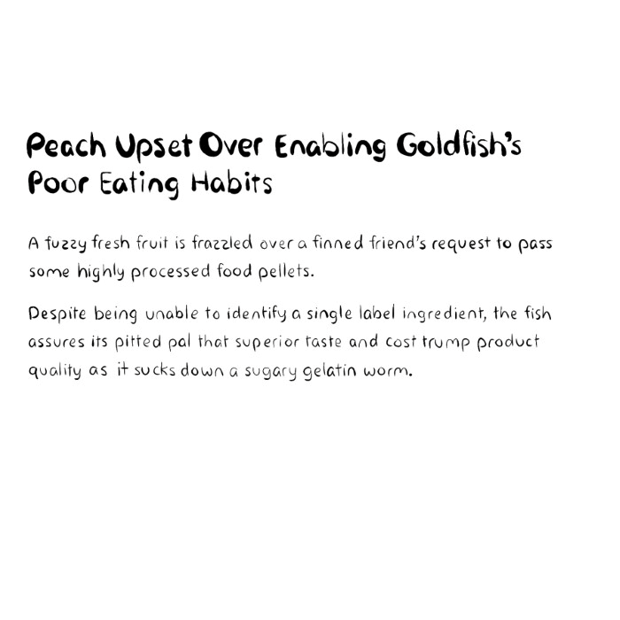 Peach Upset Over Enabling Goldfish's Poor Eating Habits