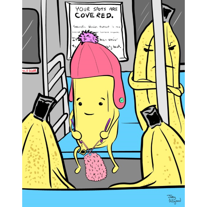 Tiny Banana Crochets During Daily Commute