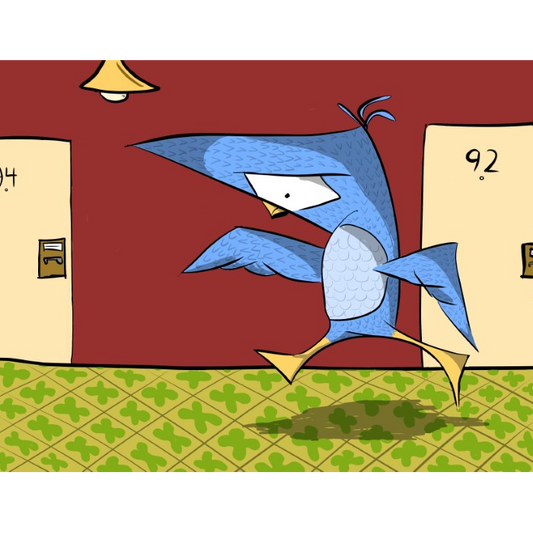 Determined Avian Avoids Carpet Lines En Route To Room