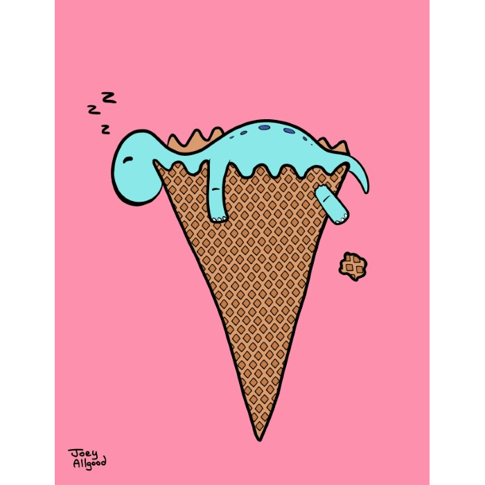 Brontosaurus Napping in a Waffle Cone