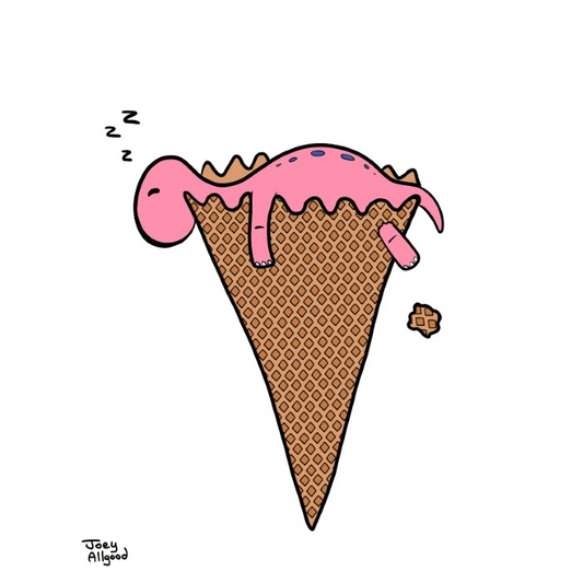 Brontosaurus Napping in a Waffle Cone