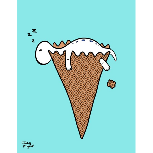 Brontosaurus Napping in a Waffle Cone