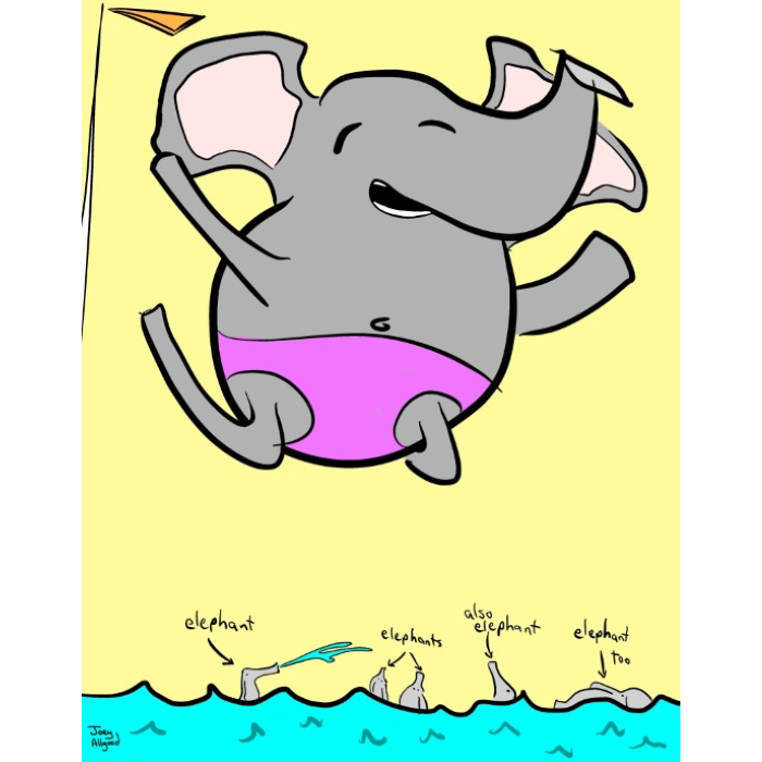 Poorly-Drawn Elephant Belly Flops On Crudely-Drawn Elephants