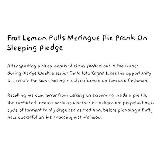Frat Lemon Pulls Meringue Pie Prank On Sleeping Pledge