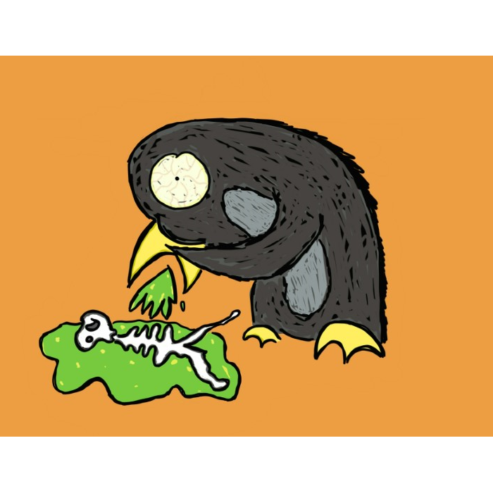 Penguin Puking Armless Skeleton