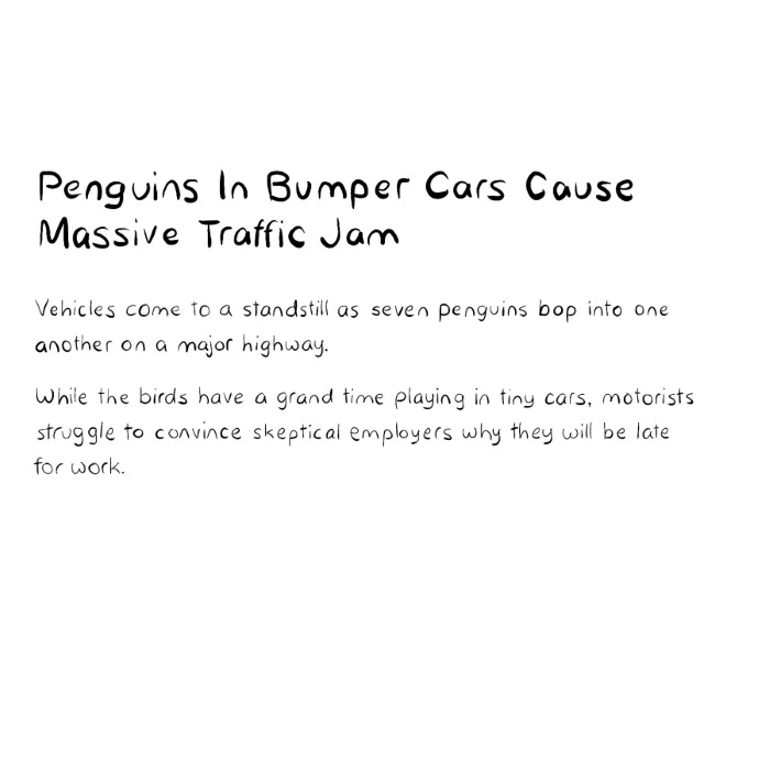 Penguins In Bumper Cars Cause Massive Traffic Jam