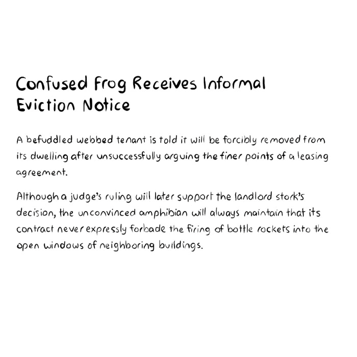Confused Frog Receives Informal Eviction Notice