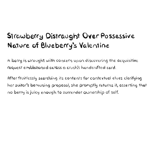 Strawberry Distraught Over Possessive Nature of Blueberry's Valentine